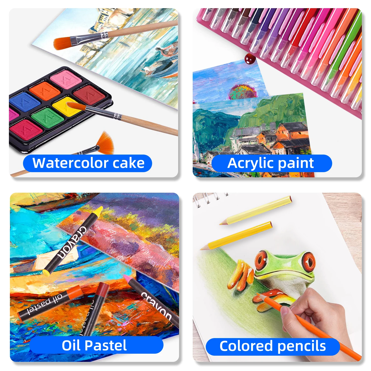 208 PCS Paint Set School Plastic Art Kit tools Supplies Kids Children Drawing Toy Stationery Color Pencil Art Sets For Artists