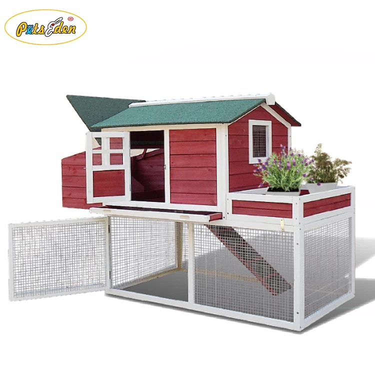 Hot Rabbit Hutch Chicken Coop Wooden Poultry Hen House Pet Cage With Run