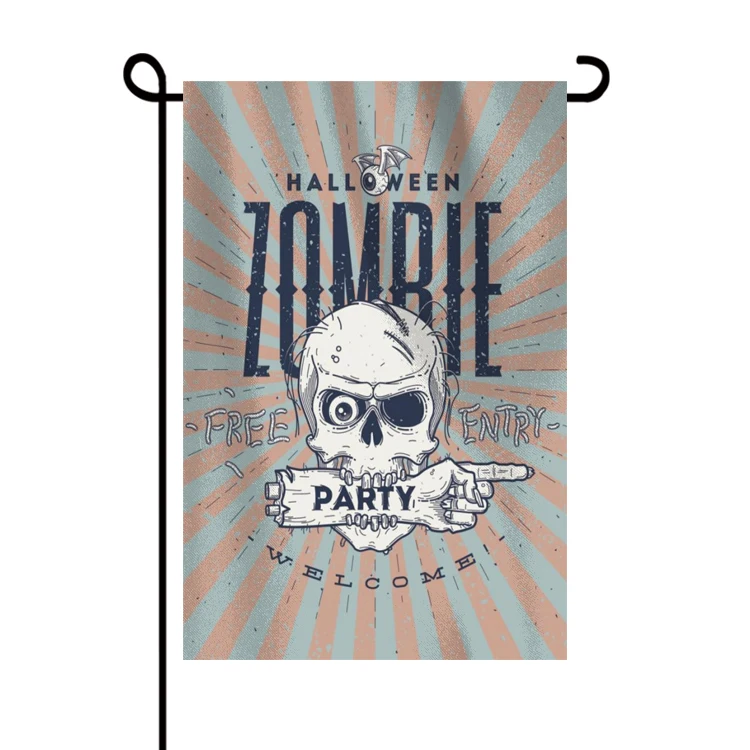 Halloween Garden Flags Double-Sided Welcome Sign Vertical Skeleton Boo Ghost Happy Halloween Decorative Shelf Flags