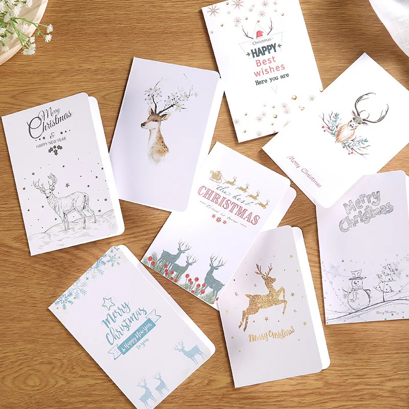 Christmas cards wholesale three fold special paper hollow bronzing retro small cards