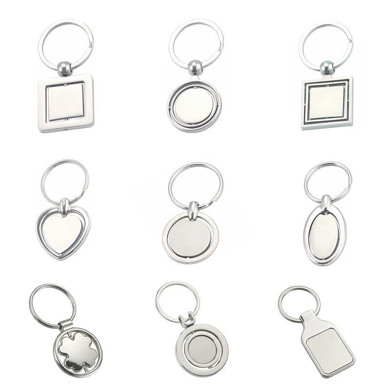 Promotion llavero Custom Stainless Steel Circle Blank Rotating Laser Engrave Key Chain Keyring