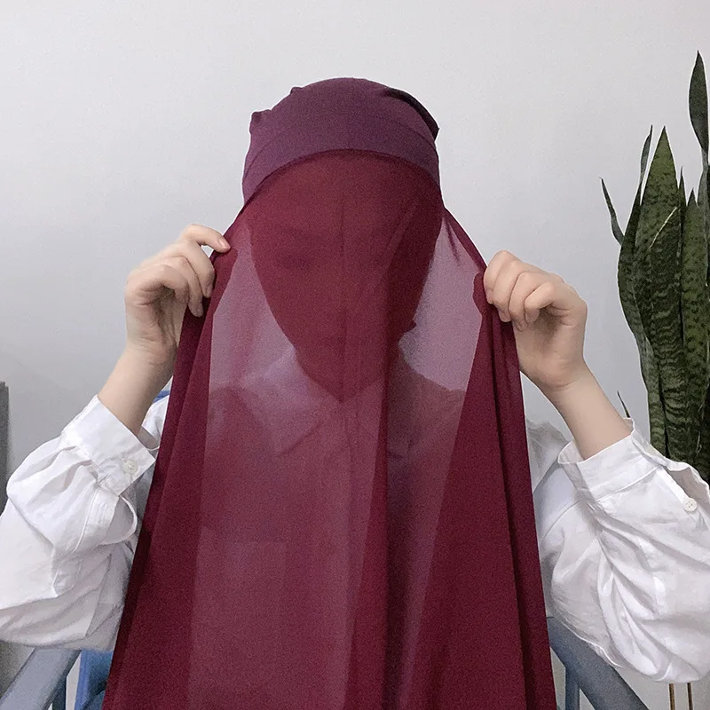 new arrival malaysian custom plain inner jersey bonnet islam chiffon matching undercaps instant hijab with cap