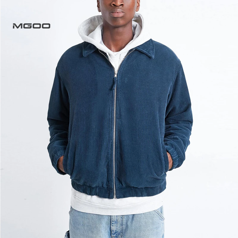 MGOO Wholesale turn down collar corduroy jacket Custom blank men jacket