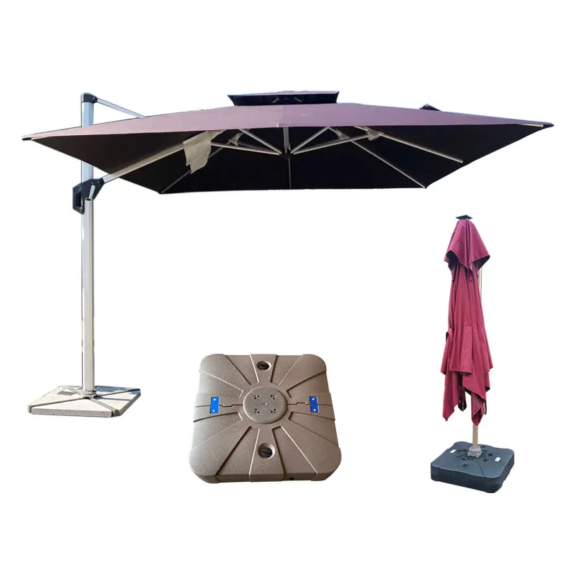 Tuoye Outdoor Patio Waterproof Polyester Parasol Waterproof aluminum Frame 3*3M Double Layer  Roman Umbrella