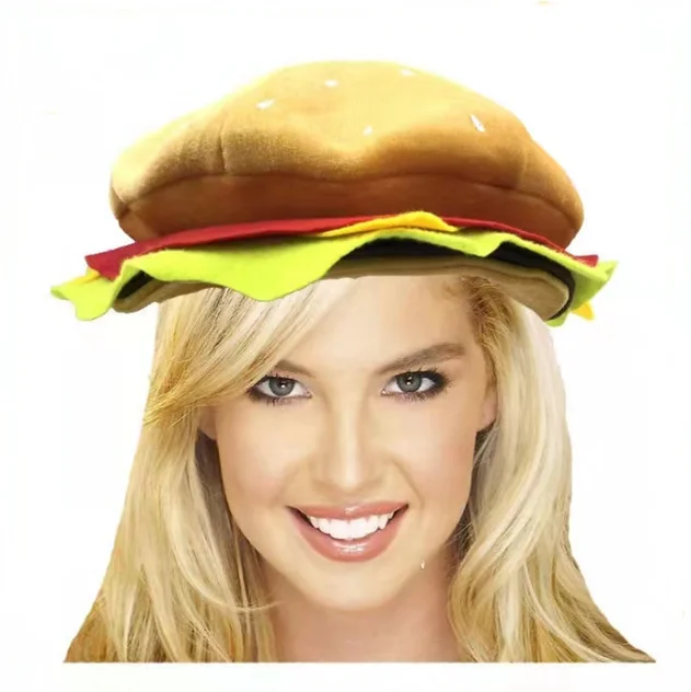 Новинка 2022, Модный логотип, популярные реквизиты для фотографий на заказ, головные уборы с милыми забавными мультяшными героями, шляпа гамбургера