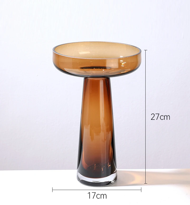 A set two pieces fashion new design handmade clear flower glass vase home decor crystal glasses