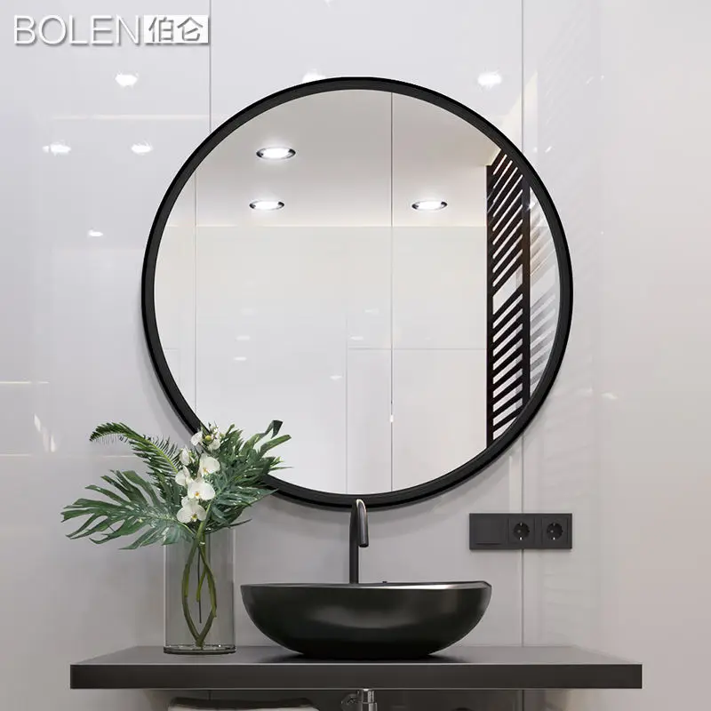 Hot Sale Medium Round Aluminum Frame Mirror Solid Wood Framed Bathroom Mirrors