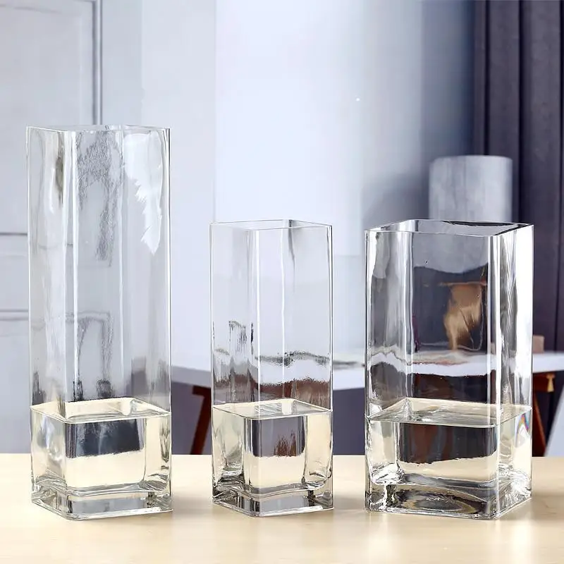 Clear Flower Cylinder Small Glass Vase For Home Wedding Decor