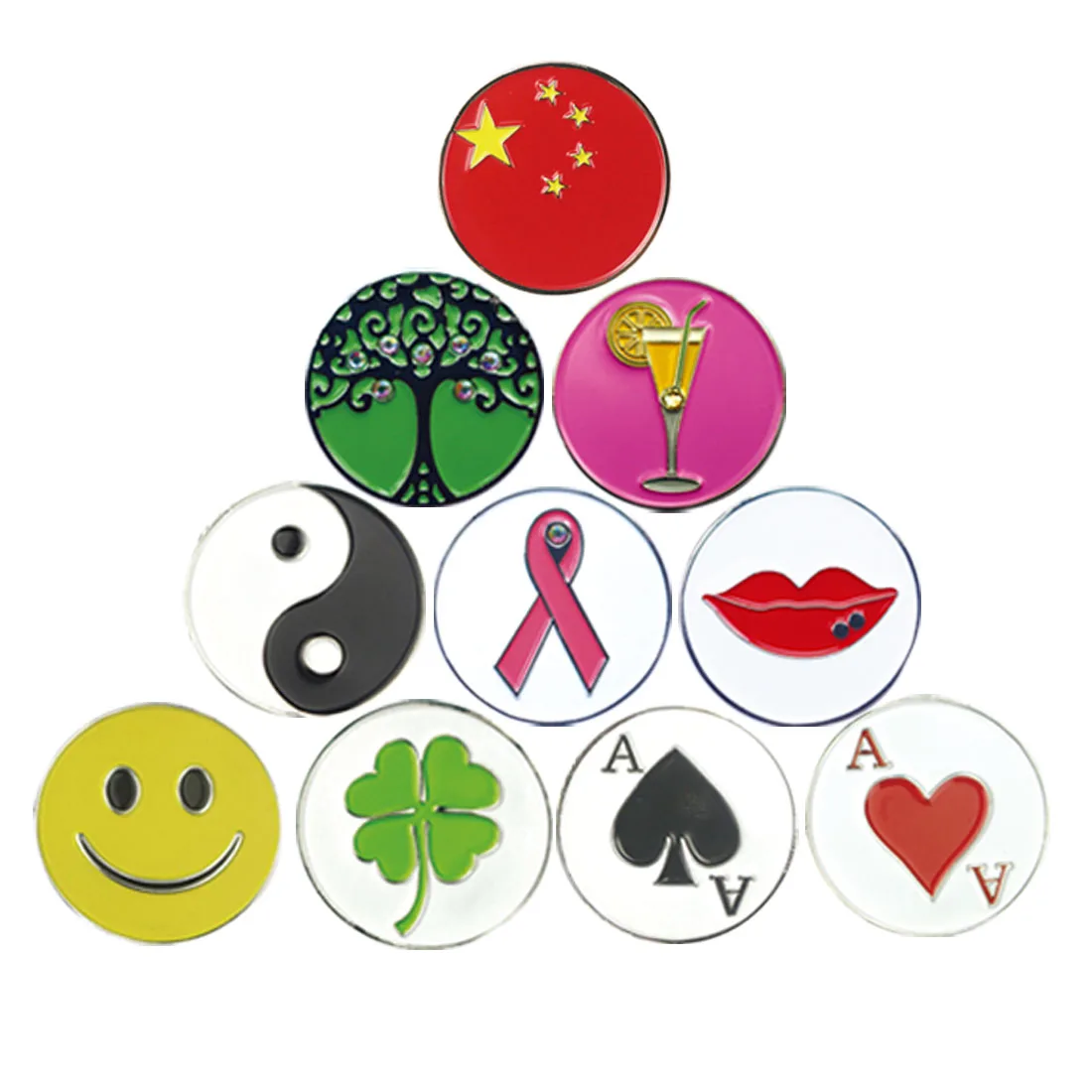 Soft enamel yellow smiley face golf ball marker