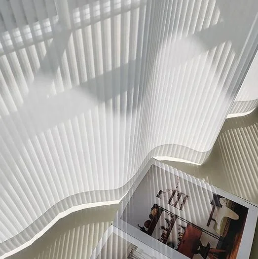 New transparent living room balcony bay window white gauze curtain vertical striped blinds gauze curtains