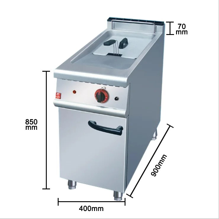 Commercial Kitchen Equipment 380 V Vertical Single Cylinder 1 Basket Electric Deep Fryer with Cabinet