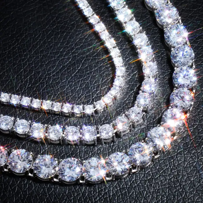 Wholesale Price Tennis Chains  VVS D Color Moissanites Hip Hop 925 Sterling Silver 2mm 3mm 4mm 5mm 6mm  Diamond Moissa