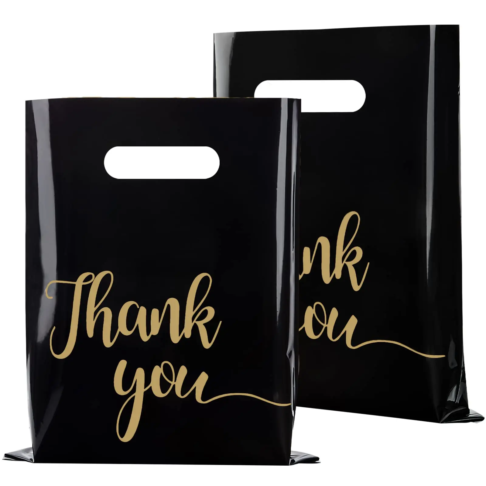 Professional Custom Retail Black Shopping Plastic Bag Black Merchandise Bags Thank You Bags For Boutique Retail Shopping Gift