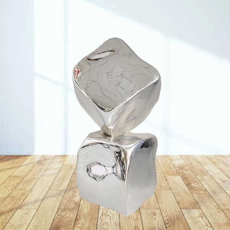 E-Creative  giant mirror Ice Cube retail display props for store window ice glorified cube for window display