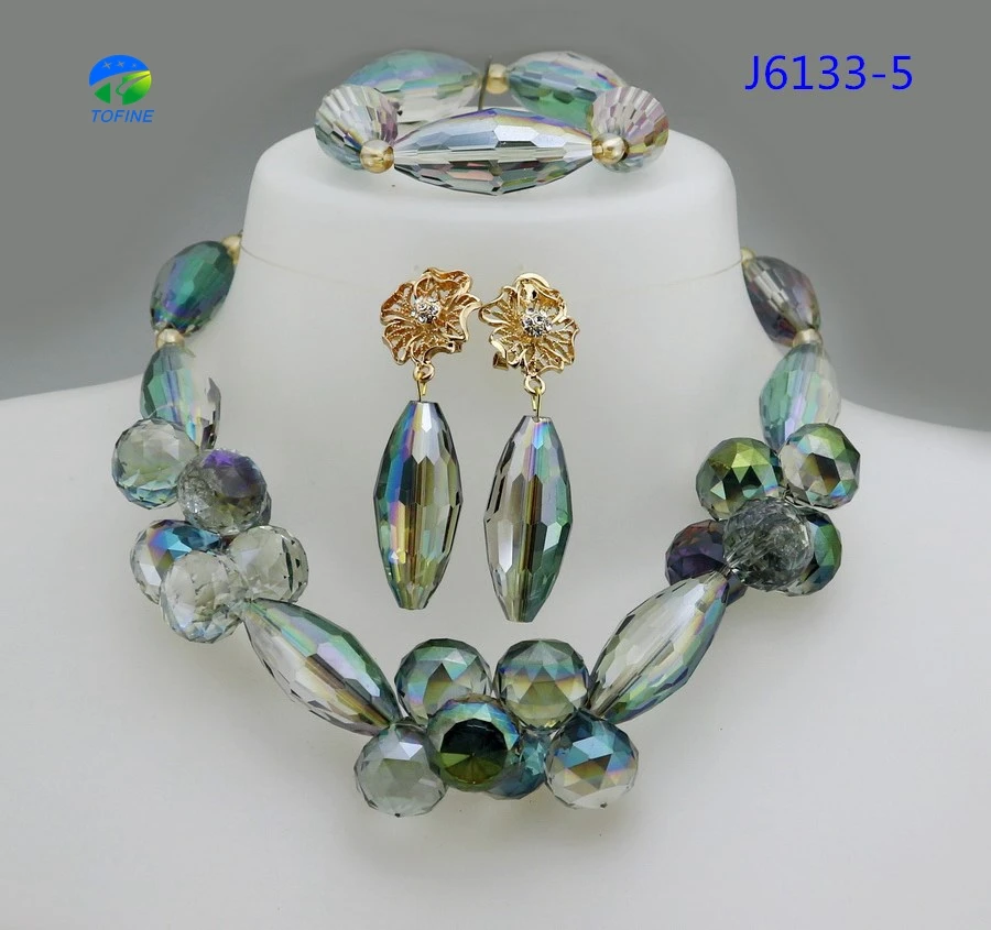 Hot selling nigerian beads jewelry sets african party jewelry sets for ladies party