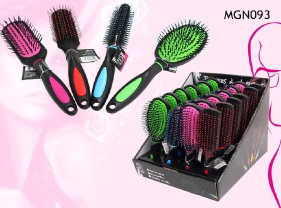25pcs rubber handle base plastic display hair hairbrush comb mirror brush set ningbo china alibaba factory wholesale