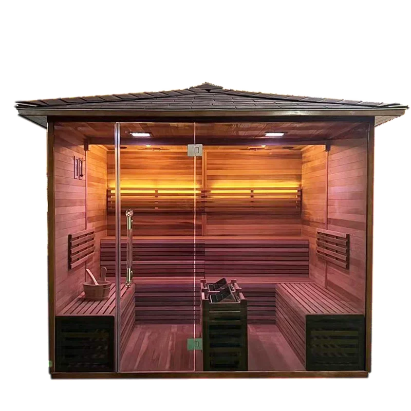 Global Wholesale Steam Wet Outdoor Home Use Wooden Sauna Room Big Size with Double Seat
