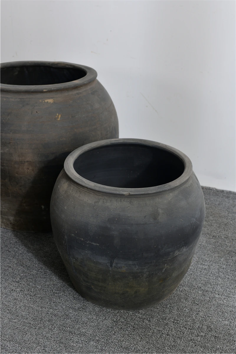 chinese antique pottery pots old original shanxi flower pots grey clay pots