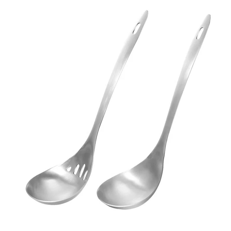 Long Handles Silver Color Deep Dinner Spoon 304 Kitchen Cooking Stainless Steel Soup Ladle With Strainer