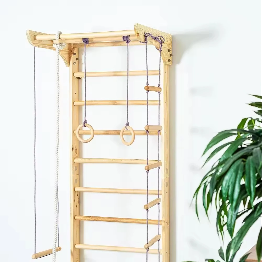 Indoor Playground Gymnastic Wall Gym Rock Climbing Wall Wooden Climbing Frame