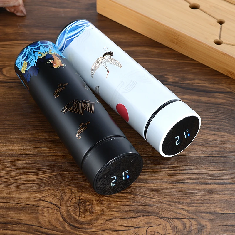 Creative mug portable simple Blue white red black intelligent straight cup