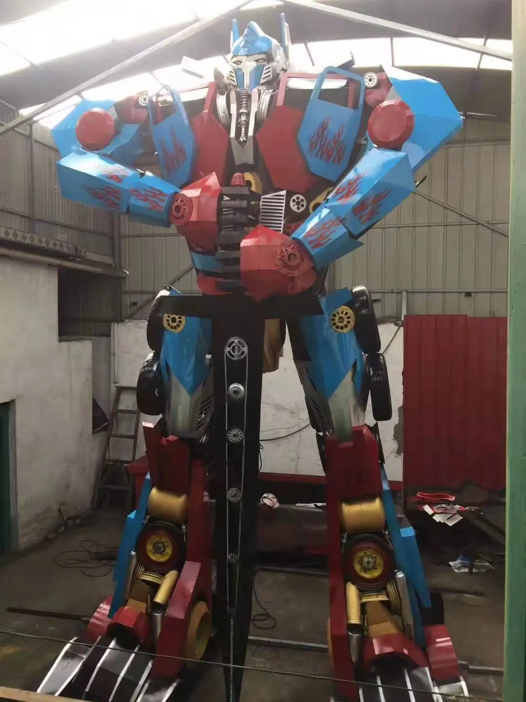 Popular Huge Blue Color Robot Sculpture Factory Made Iron Metal Craft 2.5M/3M Size for Outdoor/Indoor VR Shop Decoration