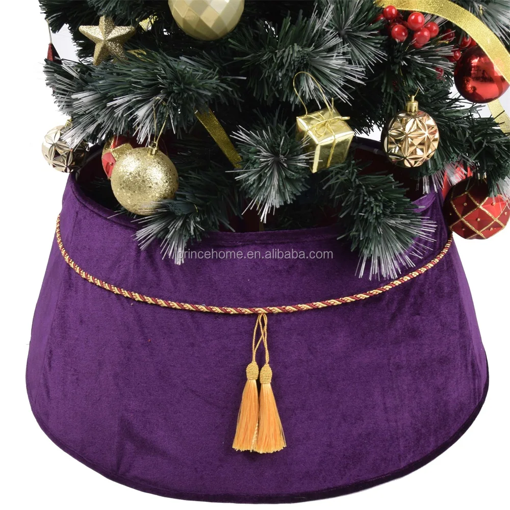New purple velvet Christmas tree skirt Xmas Tree Collar Suitable