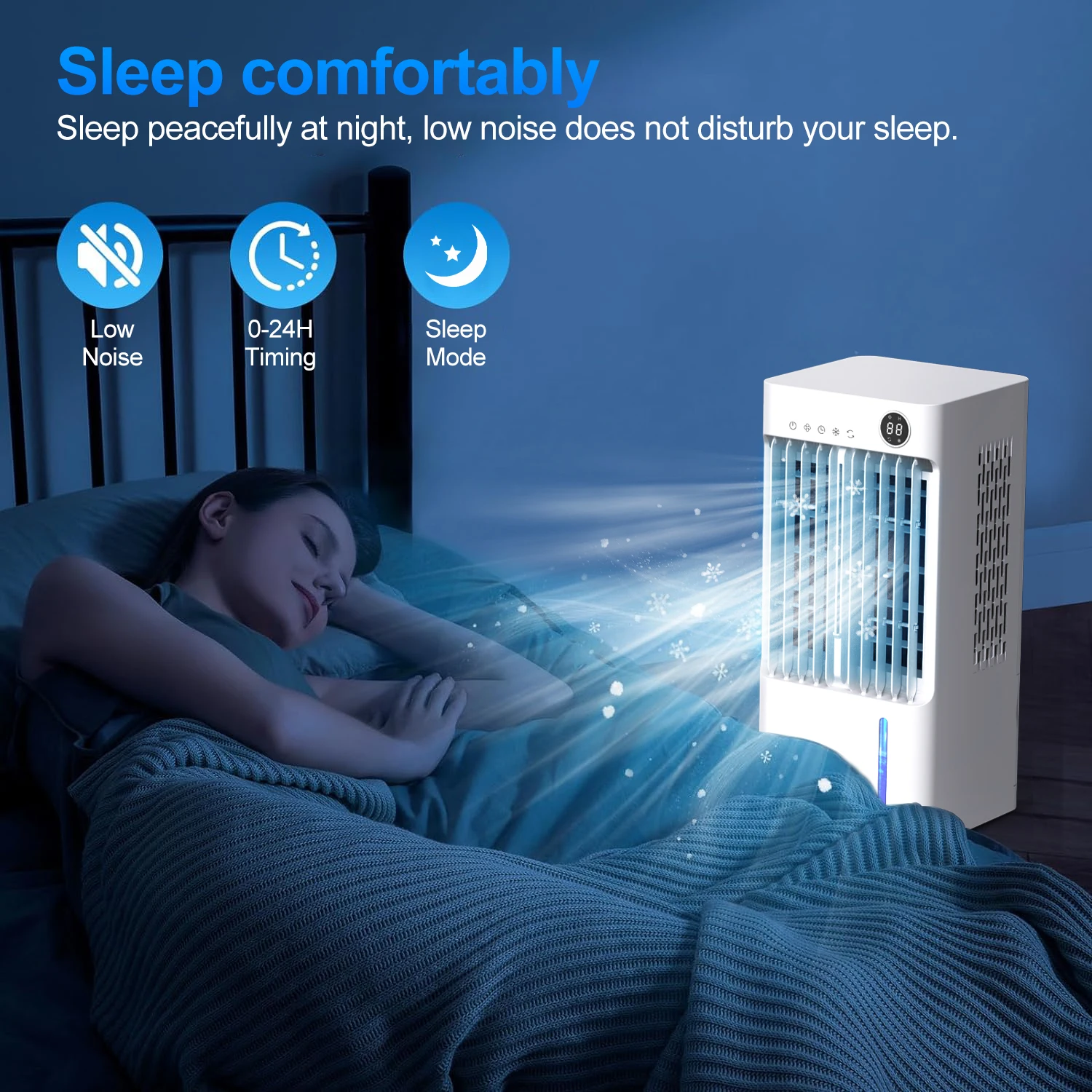 Large Air Cooler Fan Floor Standing Air Conditioner Fan with 5L Water Tank,3 Strong Speed Wide Angle Blowing Water Cooling Fan