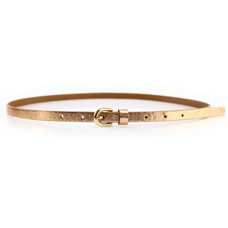 2023 Women Fashion Belts Versatile Decorative Dress Belts Ladies Waistband Golden Shiny Ladies Leather Skinny Thin Belts Women