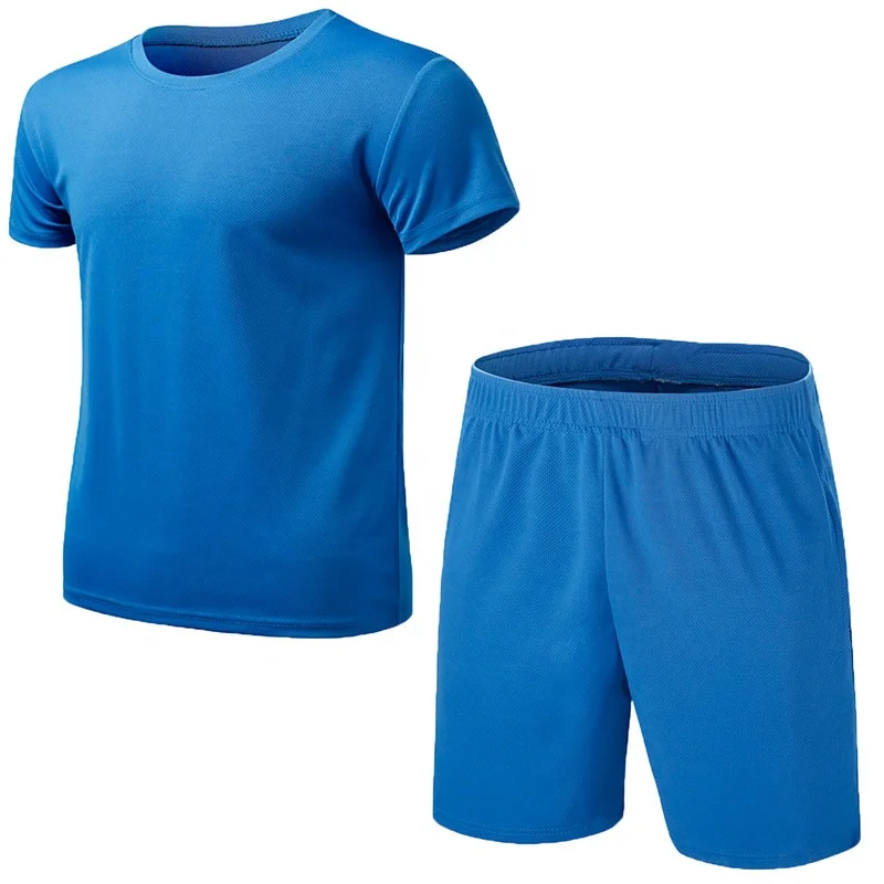 Cheap men workout t shirts and shorts summer plus size sport sets custom sport wear men two piece t shirt and short set