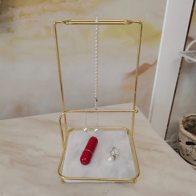 Custom Hanging Jewellery Bracelet Earring Display Stands Rack Holder Marble Base Necklace Jewelry Earrings Displayer With Stand