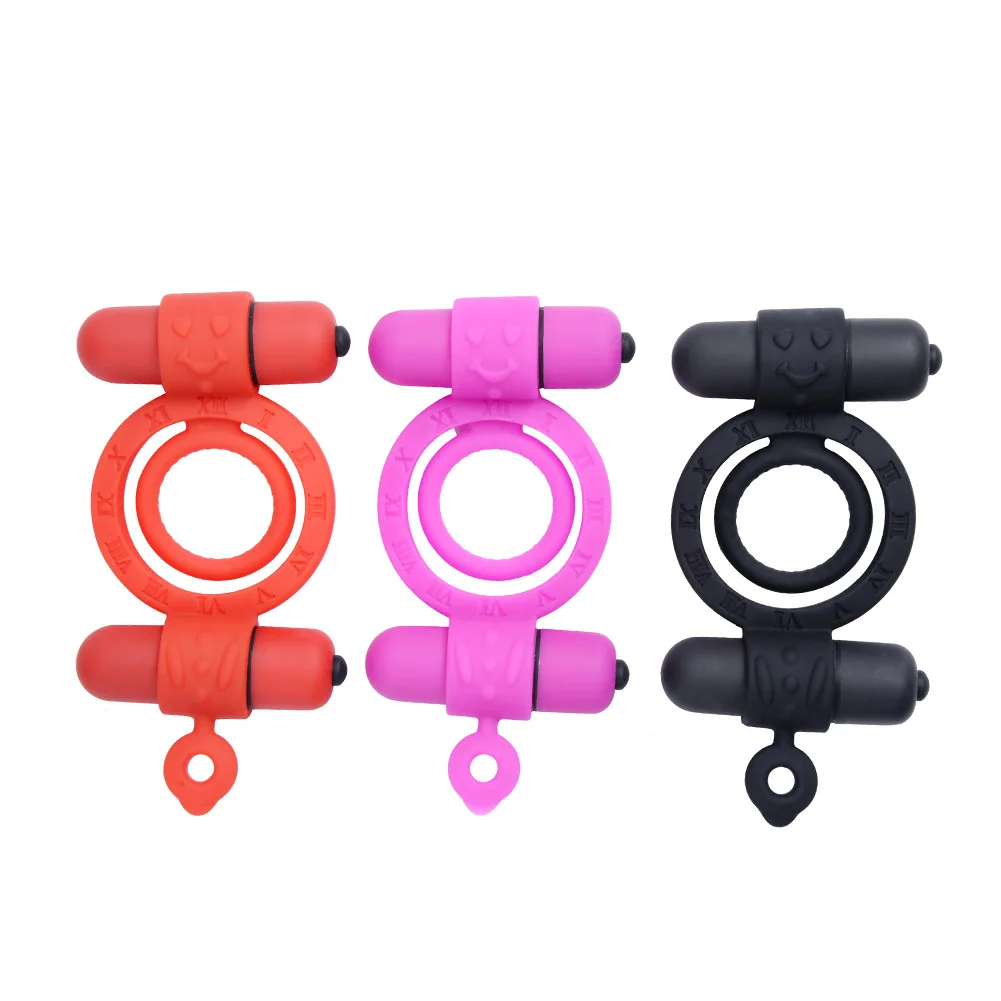 NingHao  Mini Bullet Vibrators Silicone Sex Toys Vibrating Cock Dual Rings Orgasmic Penis Rings For Couple