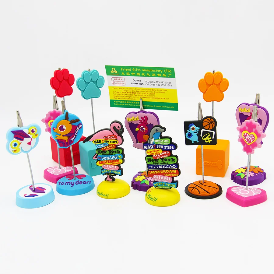High Quality Custom Card Clips 3D Animal Shape Soft Pvc Silicone Rubber Memo Clip Holder
