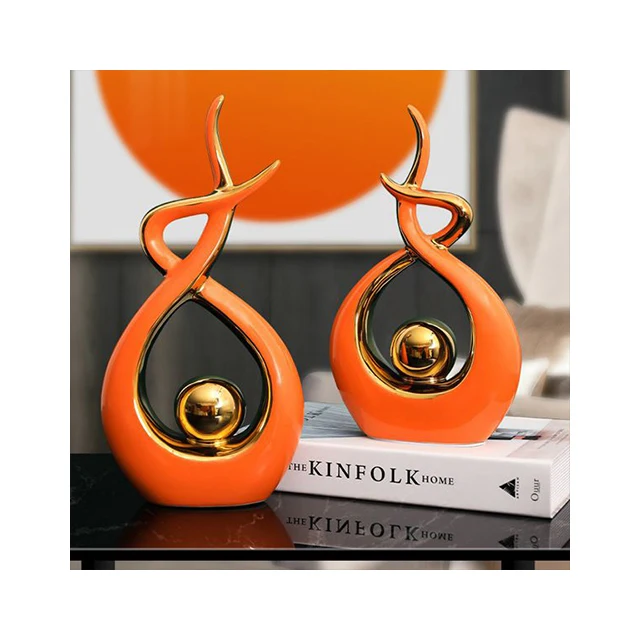 Luxury Ceramic Decoration Abstract Sculpture Figurines for Interior Living Room European Abstract Sculpture