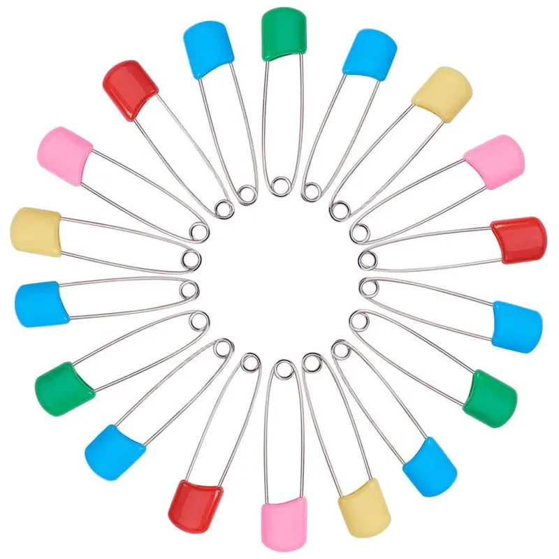 
Wholesale 100pcs 5 Color Diaper Safety Pins With box baby plastic Head safety pin for baby cloth 