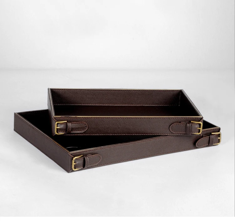 
Modern minimalist European classical style leather ornaments storage tray 