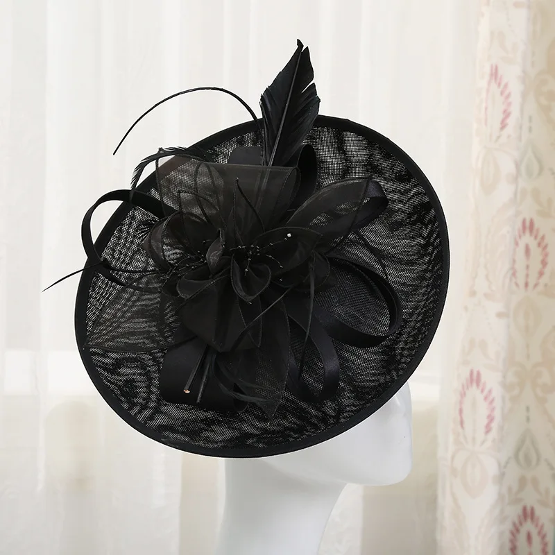 2023 high quality women party wedding fascinators hats fashion sinamay church hat wholesale