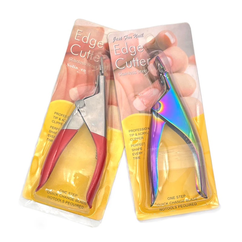 High Quality Metal French Salon Set Plier Finger Colorful Art Tool Cutter False Tip Edge Clipper Nail Stainless Steel Manicure