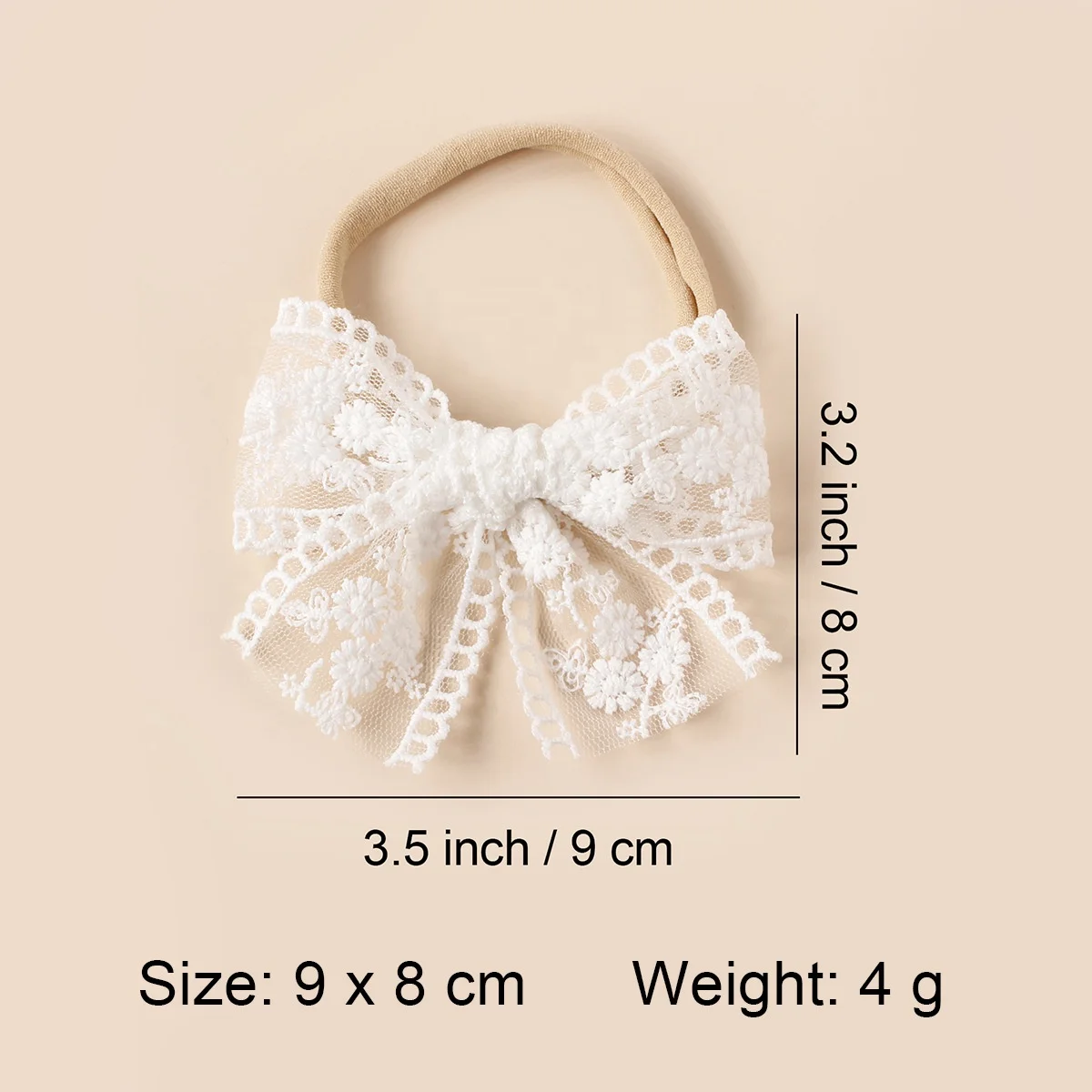 Newborn Infant Soft Headwrap Lace Bow Knot Elastic Nylon Headband Cotton Lace Hair Bows Bands Baby Bow Headband Girls Headbands