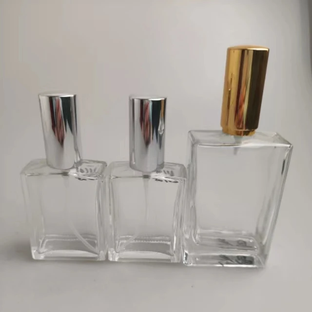 high quality square liquor glass refillable perfume spray bottle 50ml cosmetics