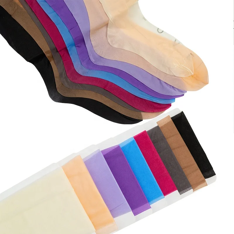 Оптовая продажа однотонные пикантные блестящие прозрачные бесшовные чулки Женские глянцевые колготки