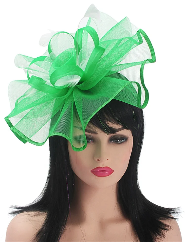 Fashion Green Big Base Flower Fascinators Headband Aliceband Hat Weddings Ladies Festival Headband
