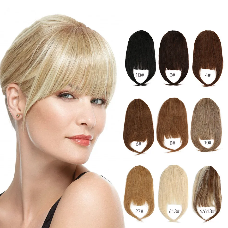 Wholesale Price Brazilian Human Hair Bangs Fringe Clip On Real Hair Straight Hair Bangs Extension