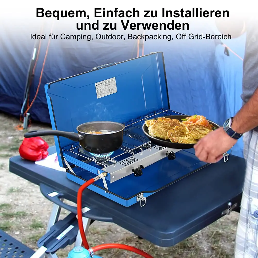 2022 Amazon Hot Selling camping butane portable gas stove picnic gas stove camping two burner gas stove for camping