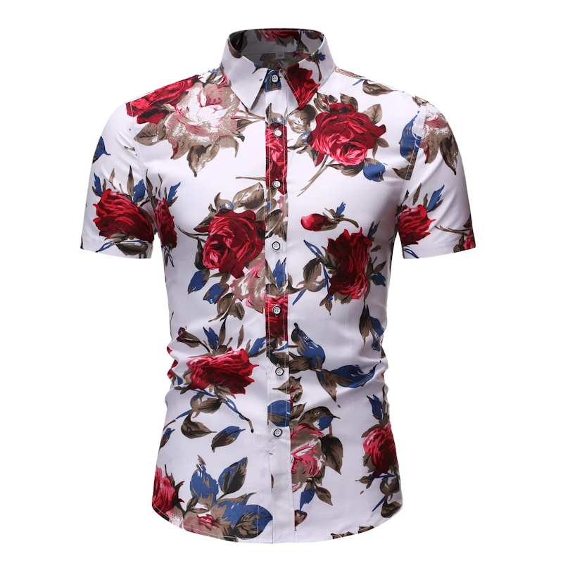 
Wholesale Allover Mens Beach Shirt Polyester Short Sleeve Floral Hawaiian Plus Size Shirts For Man 