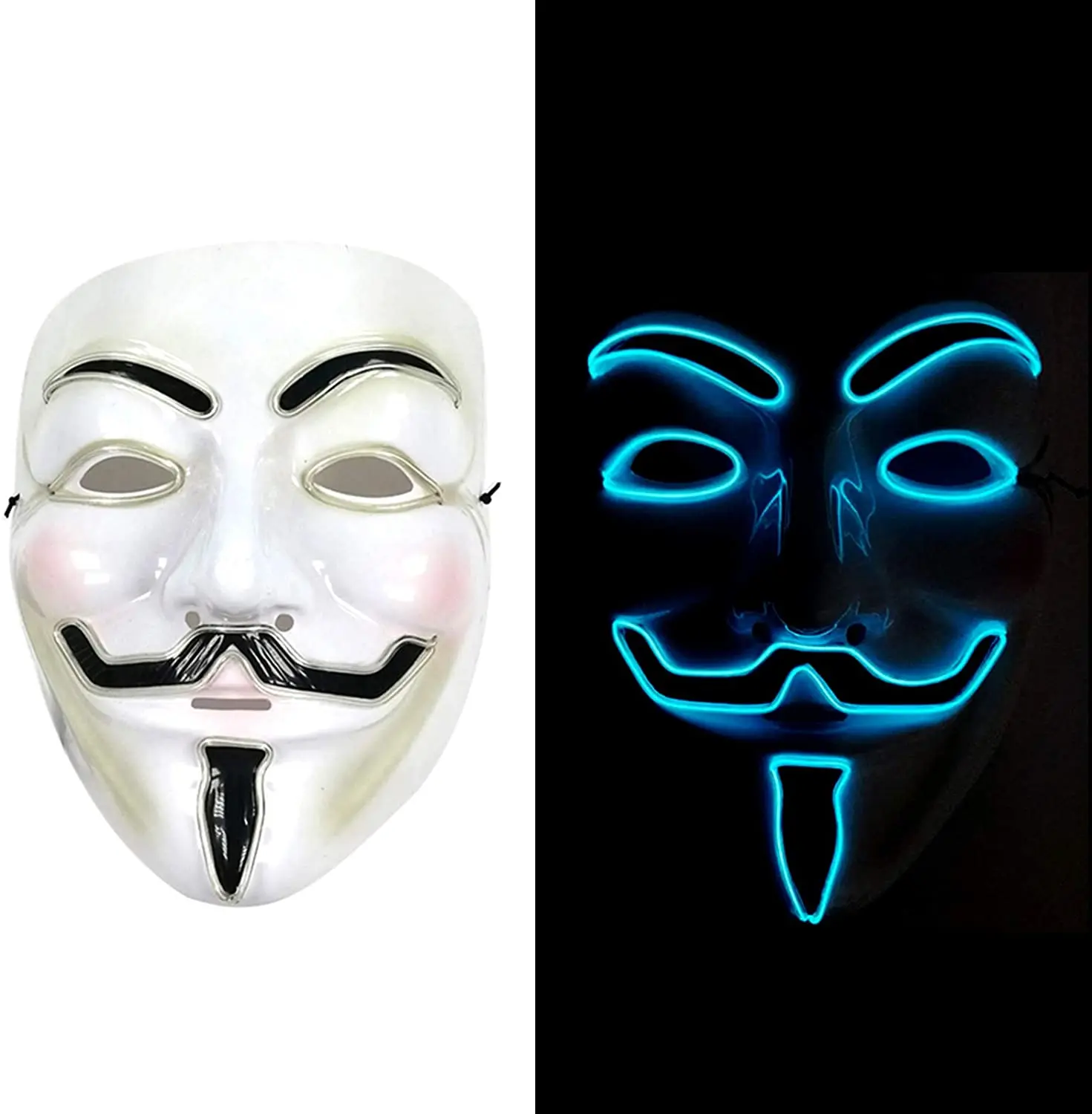 best seller Led Scary Neon El Wire Face Mask Glowing Purge Light Up  party Mask for Halloween