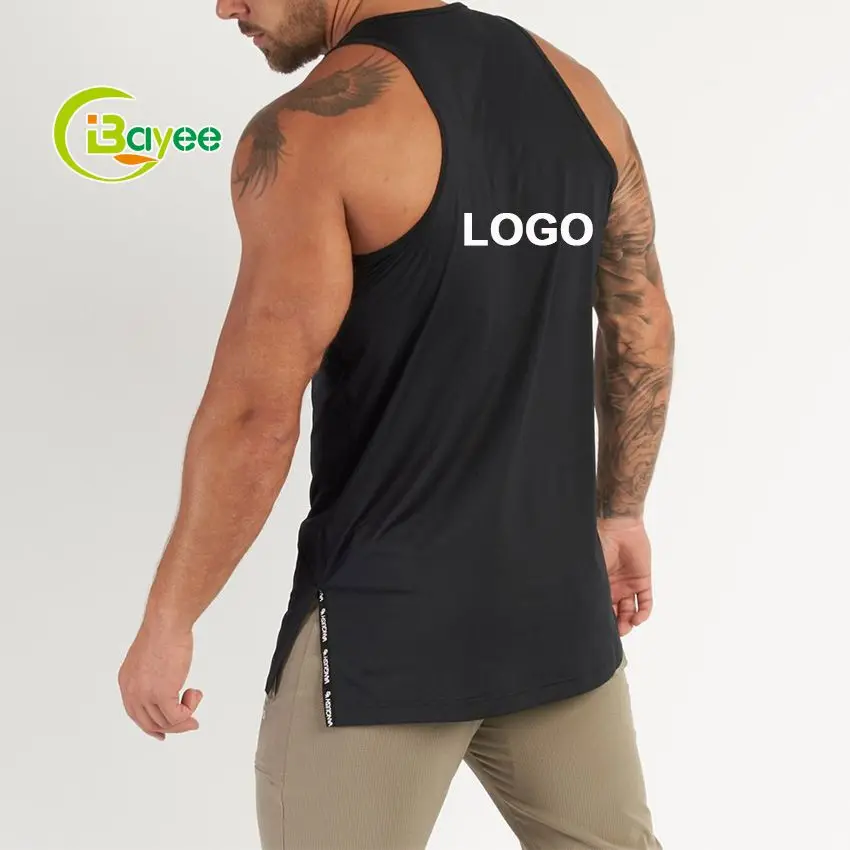 Custom Men Sleeveless Cotton White Singlet Athletic Workout Fitness Muscle Stringer Tank Tops Travel Gym Skin Tight Vest