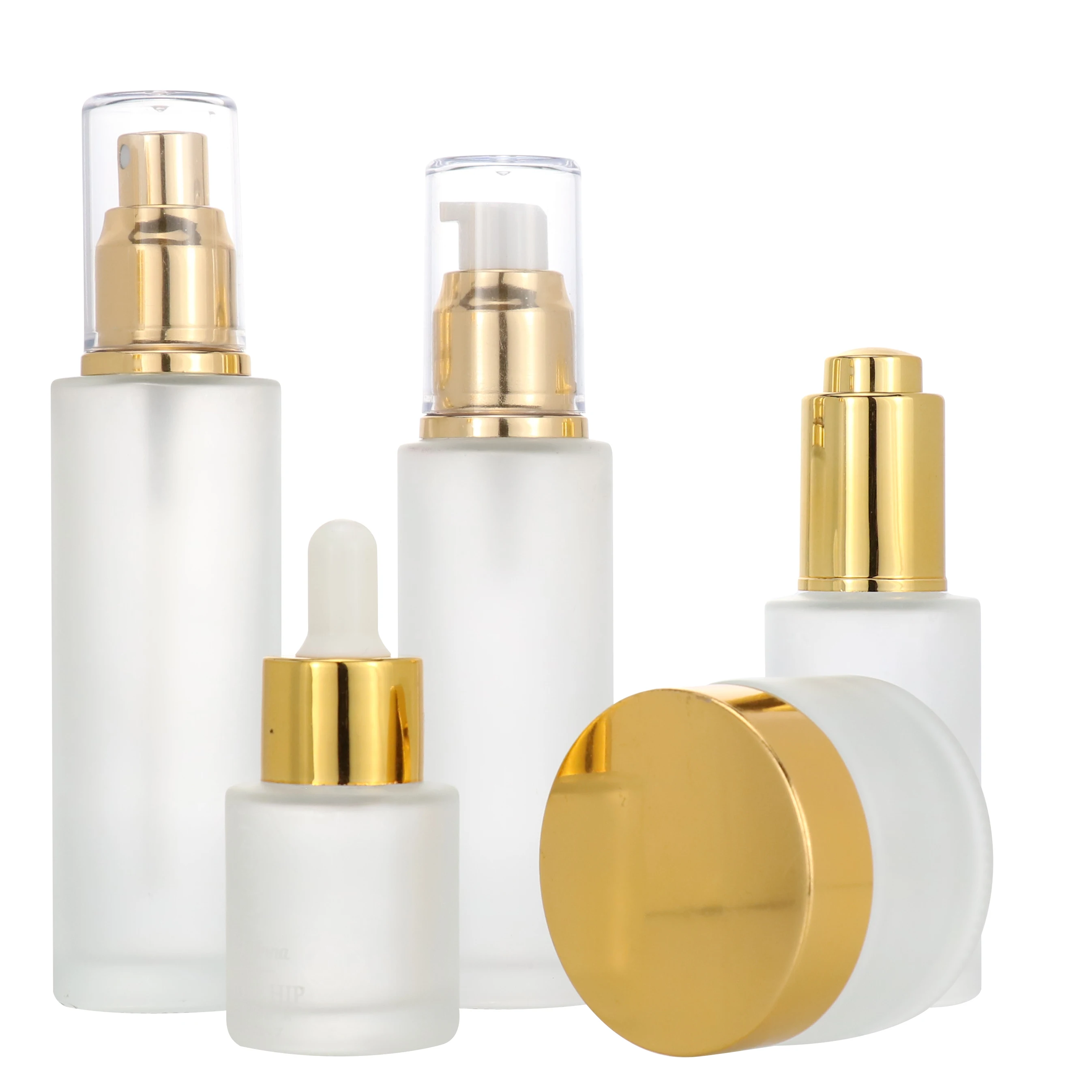 
30ml100ml120ml 30g50g Cosmetics packaging set frosted wood grain water transfer printing emulsion essential glass bottle set 