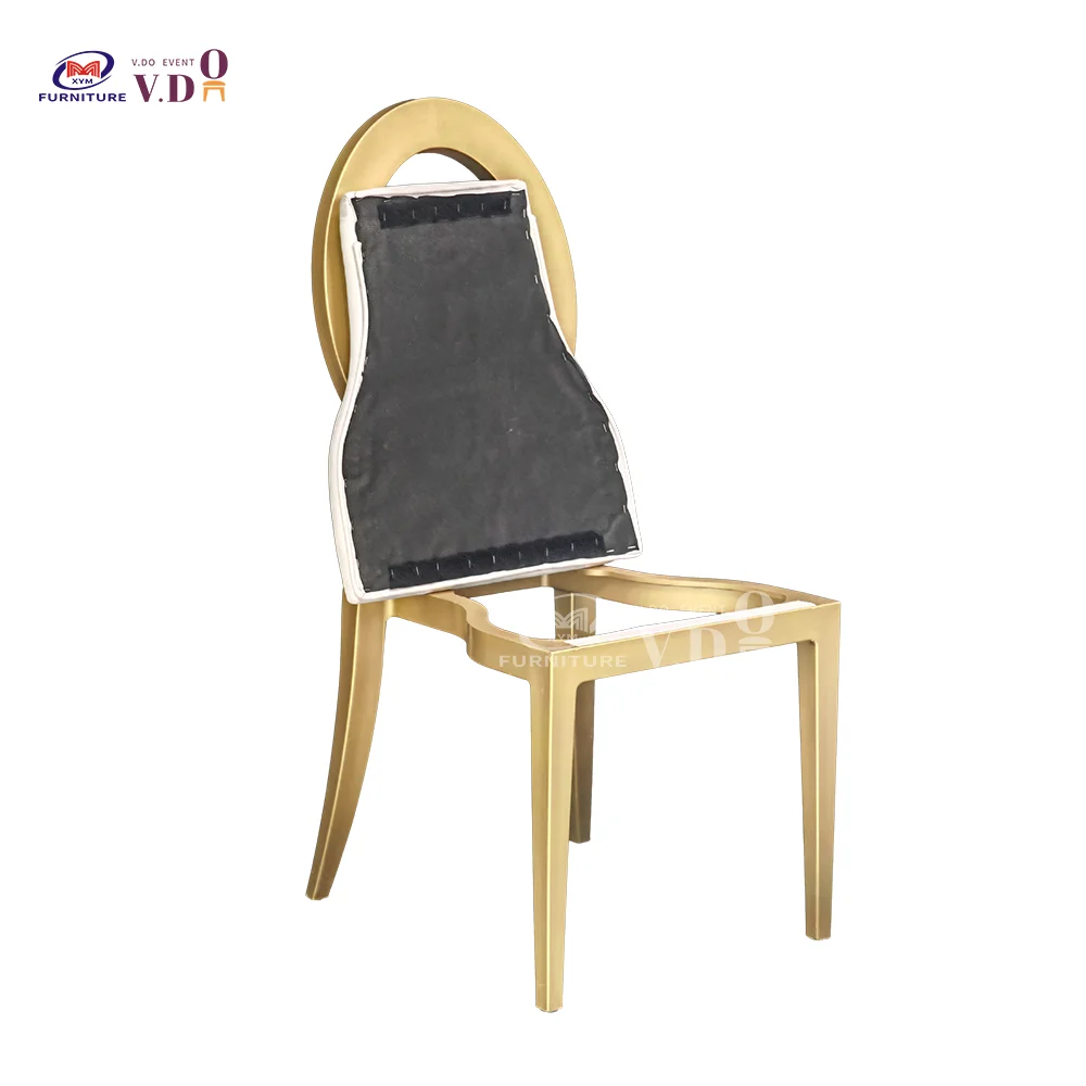 Stainless Steel Changeable O Round Back Design Stackable Restaurant Chairs Gold Hotel Banquet Wedding Event Dining Chair