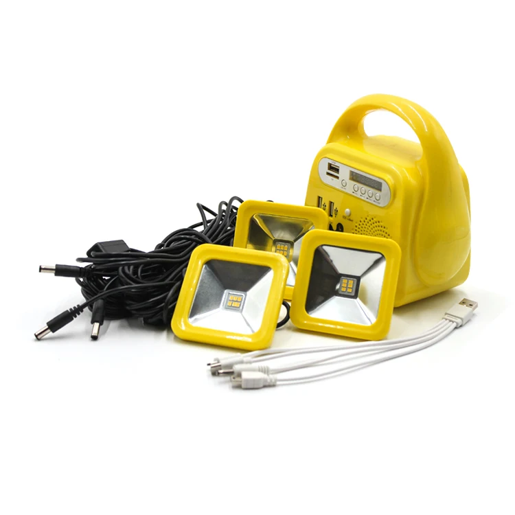 Portable 12W solar panel system with DC and 5V USB output in 12000mAh power bank capacity for indoor and outdoor